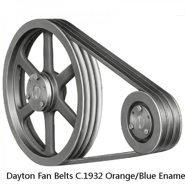 Dayton Fan Belts C.1932 Orange/Blue Enamel Dayton Rubber Ohio 34 Inches Long
